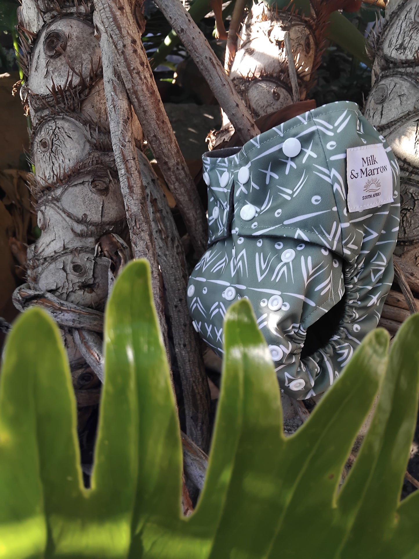 Earth Song (Bogolan) Charcoal Bamboo Diaper + insert